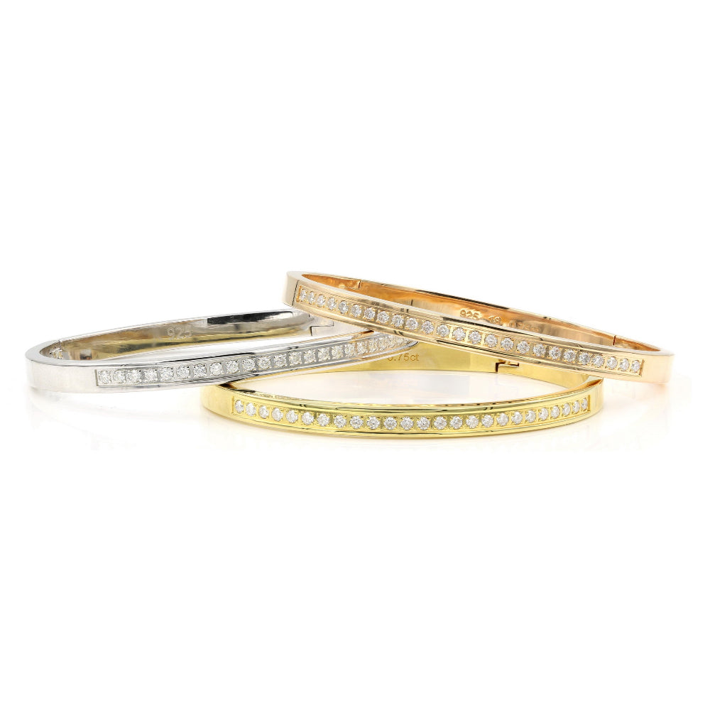 925 Sterling Silver Moissanite Unisex Bangle